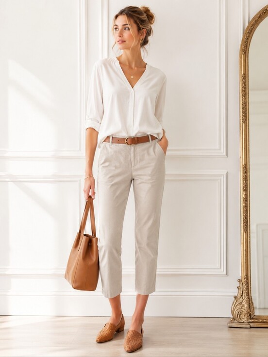 Liz Claiborne Pants - Liz Claiborne Emma Cropped Pants Size 16 Beige Cotton Stretch Career Casual Chic